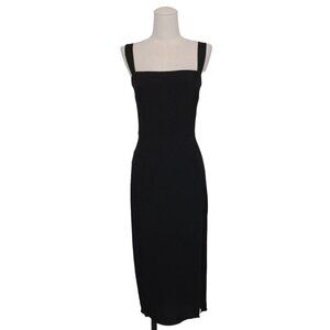 Reformation Christina Midi Dress with High Slit Black Sz 4